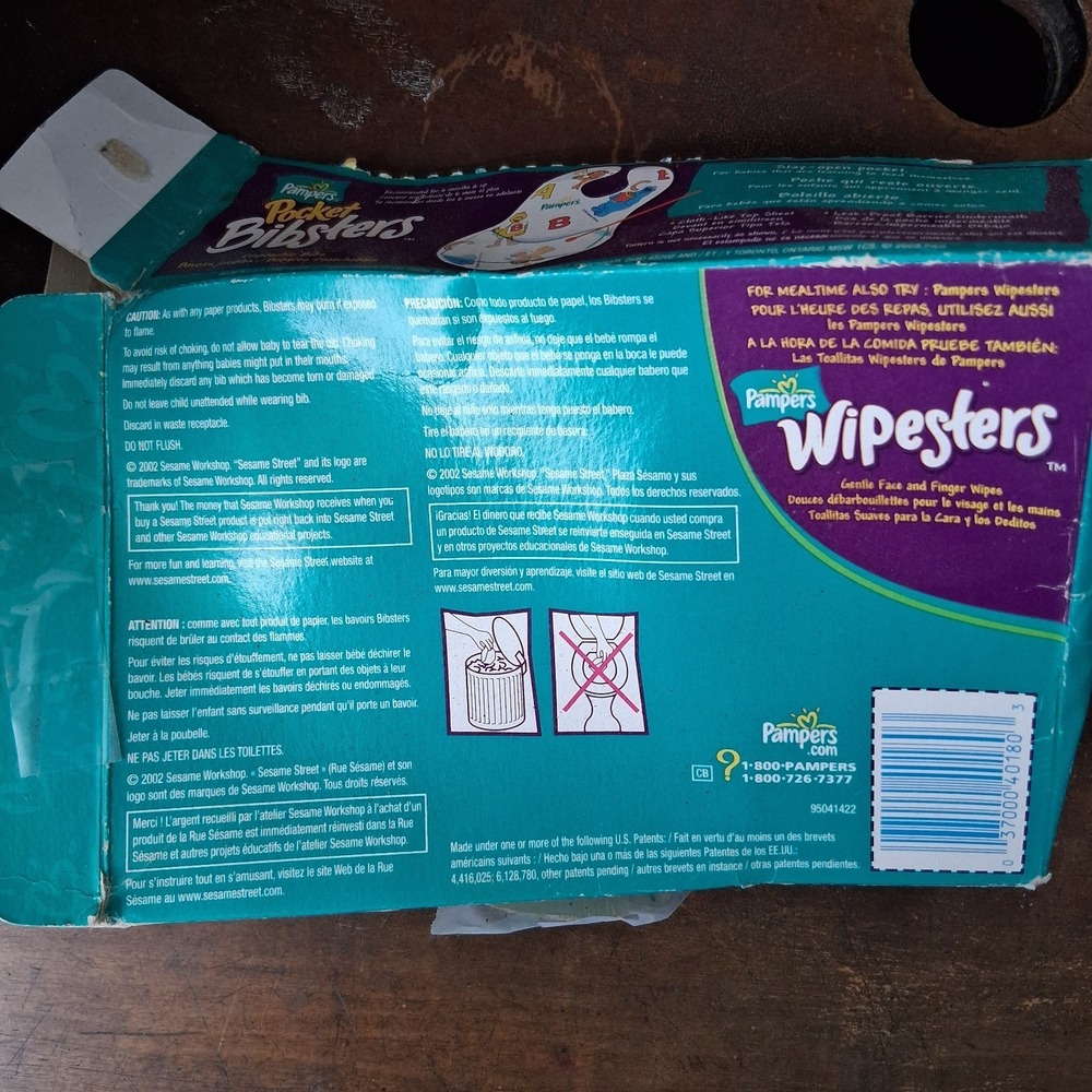 Bibsters - Large Single Use Bibs 6mos plus.  NIB Pampers 8 Ct 2002 Sesame Street - Picture 2 of 6